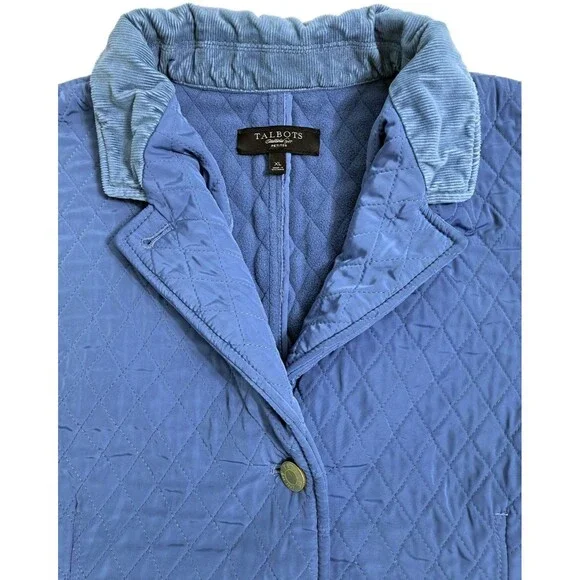 Talbots Blue Quilted Vest Size XL Petites Jacket Button - Picture 2 of 8